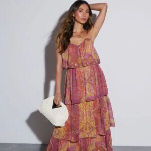 Tiered Chiffon Maxi Dress
